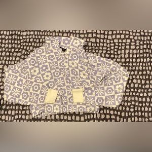 F21 mod flower print polo sweatshirt